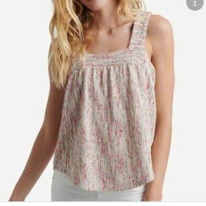 Lucky brand square neck textured sleeveless blouse pink